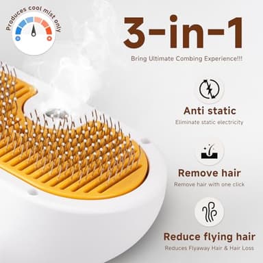 Pet Steam Brush for Dog & Cat – 3-in-1 Spray Hair Removal Comb – Steam for Shedding & Grooming – Water Brush for Long & Short Haired Pets – Spritz Defur Comb – Includes Waterless Shampoo - Image 2