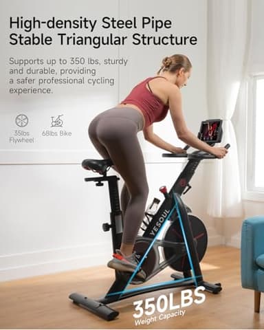 Yesoul S3 Black Exercise Bike For Home Smart White Cycling Bike Magnetic Resistance For Gym Electric Stationary Bike Bluetooth Heart Rate For Women Apartment Workout Bike For Fitness - Image 3