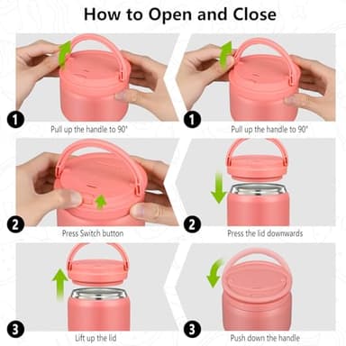 14oz Thermo Food Jar for Kids,Insulated Vacuum Food Jar for Hot & Cold Leak Proof Lunch Container Stainless Steel Wide Mouth Soup for School Travel - Image 6