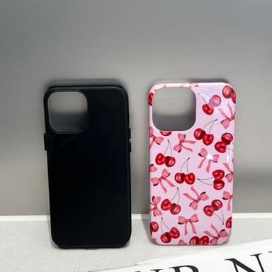 branple Compatible with iPhone 15 Pro Max Case, Cute Pink Cherry Bow Pattern with Shockproof Slim Soft TPU and Hard PC Protective Cover for Women Designed for iPhone 15 Pro Max Case, Glossy - Image 8