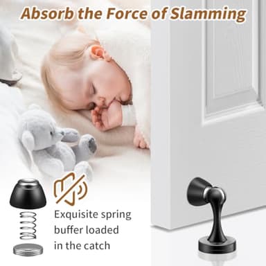 KOLAKO Magnetic Door Stopper, Black Door Stops, Wall Floor Mount Magnetic Door Catch Heavy Duty Magnet Stainless Steel Doorstops, Oil Rubbed - Image 5