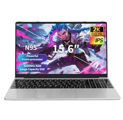 Neobihier Gaming Laptop,Computer Laptop,Laptop Computer,Laptop Gaming,16GB DDR4 512GB SSD,3.4GHz N95 Processor,Fingerprint Unlock,15.6-inch Full HD 2K,180 Angle Opening,Backlit Keyboard,Gray - Image 1