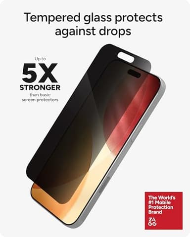ZAGG Privacy XTR Screen Protector for iPhone 17 Pro Max - 4-Way Privacy Full-Screen Filter, 5X Stronger, Fingerprint-Resistant Tempered Glass, Smooth Feel, Easy Two-Step Installation - Image 4