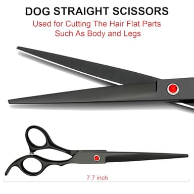Professional Dog Grooming Scissors Kit Black 6 in 1, Dog Shears for Grooming 6CR Premium Stainless Steel Grooming Scissors Kit for Dogs Cat Pet - Image 5