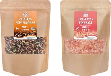 52USA Rainbow Peppercorn Blend 12oz + Himalayan Pink Salt Coarse 2 lb (Pack of 2), Kosher, Packed to Keep Pepper Fresh, Salt and Peppercorns for Grinder Refill - Image 1