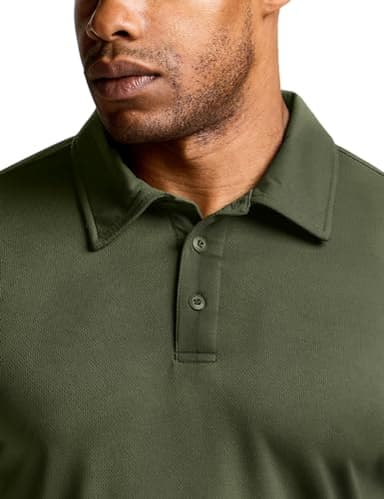 CQR Men's Polo Shirts, Tactical Short Sleeve Golf Performance Shirts, Lightweight Dry Fit UPF 50+ Pique, Frost Basic Army Green, Medium Tall - Image 6