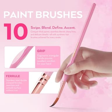 Nicpro 10PCS Micro Fine Detail Paint Brush Set, Aesthetic Pastel Small Miniature Fine Tip Detail Brushes Kit for Acrylic Oil Watercolor, Craft, Models, Miniatures, Rock Painting, Paint by Numbers - Image 2