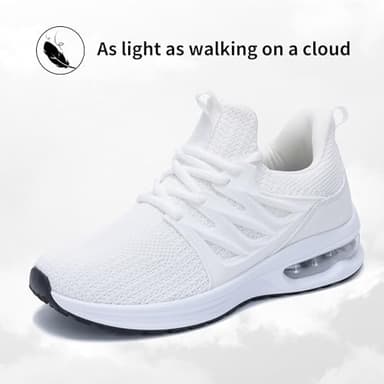 HuJAT Womens Walking Shoes Athletic Tennis Running Shoes Lightweight Casual Sneakers for Gym Jogging Workout White Size 8.5 - Image 2