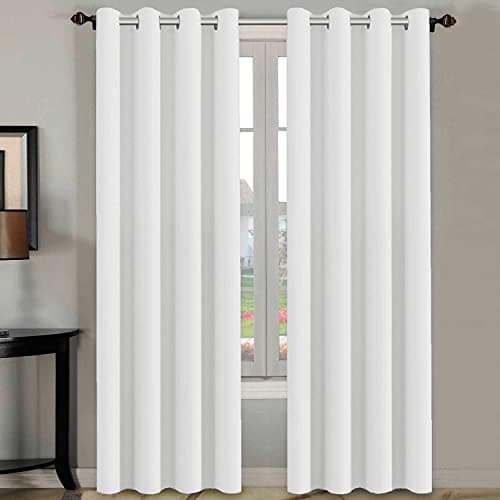 H.VERSAILTEX White Curtains 84 inches Long for Living Room Thermal Insulated Room Darkening Window Treatment Panels Drapes Light Reducing Curtains for Bedroom, 2 Panels, 52" W x 84" L, White - Image 1