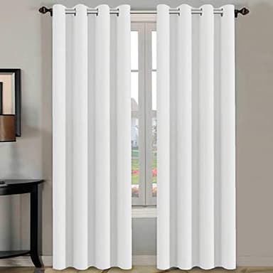 H.VERSAILTEX White Curtains 84 inches Long for Living Room Thermal Insulated Room Darkening Window Treatment Panels Drapes Light Reducing Curtains for Bedroom, 2 Panels, 52" W x 84" L, White - Image 1