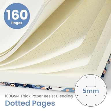 Bullet Dotted Journal Notebook for Women & Men, Hardcover Leather Journal for Writing, A5 Bullet Journaling Notebook for Work & Sketching, Perfect for Office School Home Supplies, 160 Pages, Lineage Flora - Image 2