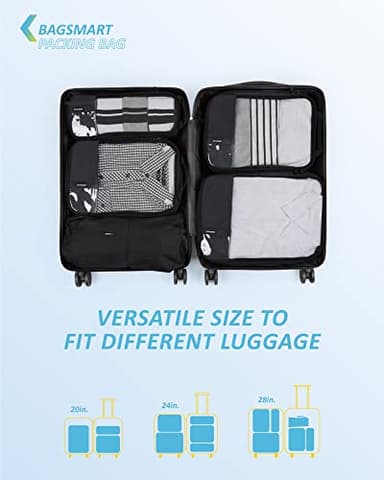 BAGSMART 6 Set Compression Packing Cubes for Travel, Lightweight Vacation Travel Essentials for Men, Travel Accessories for Suitcase Organizer Bags Set, Durable Luggage Organizer Travel Bags - Image 3