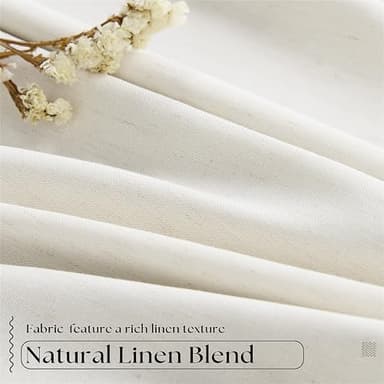 102 Inches Long Pinch Pleated Linen Blackout Curtains for Bedroom Back Tab Track Memory Trained Shape Farmhouse Light Blocking Curtains 102 Inch Length for Living Dining Room Darkening Drapes Cream - Image 5