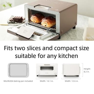 BALMUDA The Toaster | Steam Oven Toaster | 5 Cooking Modes: Sandwich Bread, Artisan Bread, Pizza & Pastry, Oven | Precise Heat Control | Steam Technology | Baking Pan | US Version | Black - Image 9