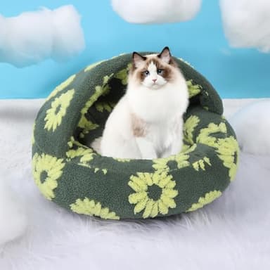 Dog Beds for Small Dogs, Cat Bed Cave, Washable Cute Cat Bed, Cozy Nook Pet Bed for Dogs or Cats, Anti-Slip Puppy Bed Fits up to 12 lbs Pets(Yellow, 20" x 20") - Image 4