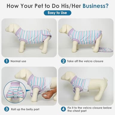 cyeollo Recovery Suit for Dogs Surgery Suit Female Spay Soft Pet Onesie Bodysuit Male Dog Neuter, Small Dogs Surgical Recovery Shirt, Striped, L - Image 6