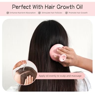 SHINLEA Silicone Scalp Massager Shampoo Brush, Head Scrubber with Soft Bristles for Hair Growth, Scalp Exfoliator for Dandruff Removal, Wet Dry Hair Brush for Scalp Care, Pink - Image 6