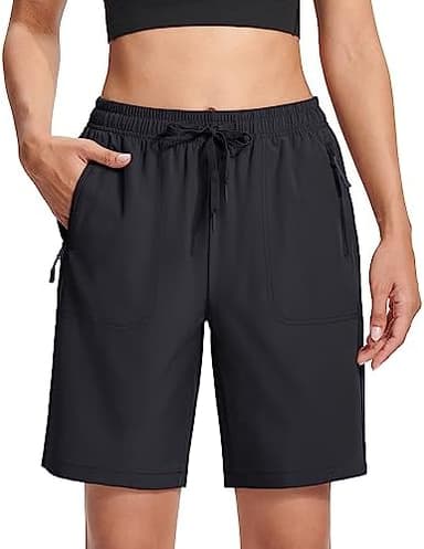 MAGCOMSEN Women's Hiking Shorts Lightweight Quick Dry 8" Golf Shorts Water Resistant with 3 Zipper Pockets - Image 3