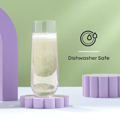 JoyJolt Milo Stemless Champagne Flutes Set of 8 Crystal Glasses. 9.5oz Prosecco Wine Flute, Mimosa Glasses, Cocktail Glass Set, Water Highball Glass, Bar Glassware - Image 5