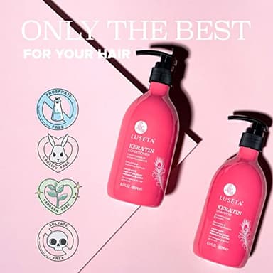 Luseta Keratin Shampoo and Conditioner for Color Treated Damaged & Dry Hair, Keratin Hair Treatment for Smoothing& Nourishing, Free of Sulfates, Paraben and Gluten 2 X 16.9Oz - Image 2