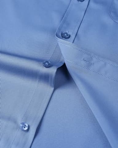 Alimens & Gentle Mens Short Sleeve Dress Shirts Wrinkle Free Solid Casual Button Down Shirts with Pocket, Indigo Blue, 4X-Large - Image 5