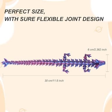 3pcs 12in 3D Printed Crystal Dragon,3D Printed Flexible Articulated Dragon,Home Office Decor Executive Desk Toys, Fidget Toys for Autism/ADHD - Image 5