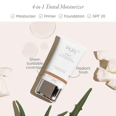 PUR Beauty 4-in-1 Tinted Moisturizer with SPF 20 - Hydrating Skin Tint Face Moisturizer, Primer & Foundation with Shea Butter, Aloe Vera & Vitamin B3 - Vegan Friendly, Paraben Free (Medium) - Image 2