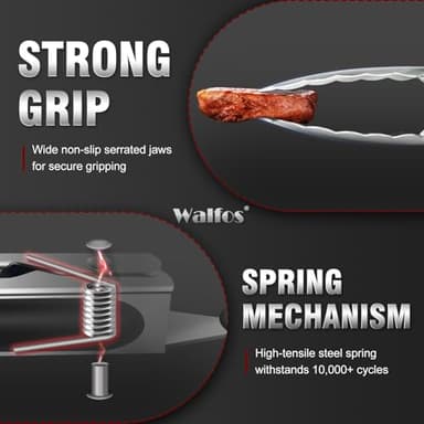 Food Grade Stainless Steel Kitchen Tongs for Cooking,BBQ - 7 ，9 and 12 Inch,Set of 3 Heavy Duty Locking Metal Food Tongs Non-Slip Grip - Image 4