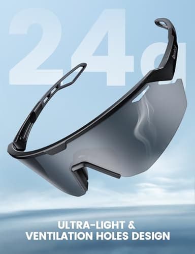 Lamicall Polarized Sports Sunglasses for Men Women, [24g Ultralight] [Adjustable Nose Pad] UV400 Protection Sun Glasses for Cycling Running Baseball Fishing Golf Beach Volleyball, Half Frame, Black - Image 3