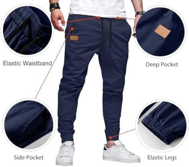 JMIERR Mens Casual Joggers Pants - Cotton Drawstring Chino Cargo Pants Hiking Outdoor Twill Track Jogging Sweatpants Pants - Image 3