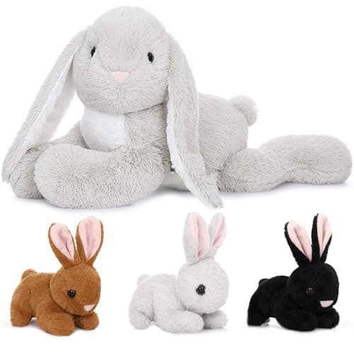 MaoGoLan 4Pcs Large Bunny Stuffed Animal with 3 Babies Inside, 24" Giant Easter Bunny Plush Toys, Soft and Cuddly Gray Stuffed Rabbit Gift for Kids,Girls,Boys,Teens - Image 1