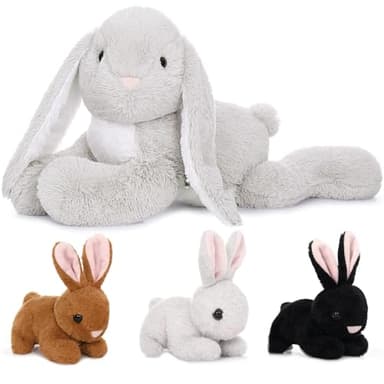 MaoGoLan 4Pcs Large Bunny Stuffed Animal with 3 Babies Inside, 24" Giant Easter Bunny Plush Toys, Soft and Cuddly Gray Stuffed Rabbit Gift for Kids,Girls,Boys,Teens - Image 1