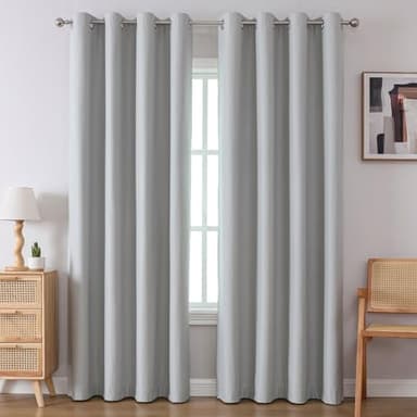 Airwill Blackout Window Curtain Panels - Set of 2 Thermal Insulated Grommet Drapes, Room Darkening Curtains for Living Room Bedroom Window (W52 x L84 Inch, 2 Panels, Light Gray) - Image 1