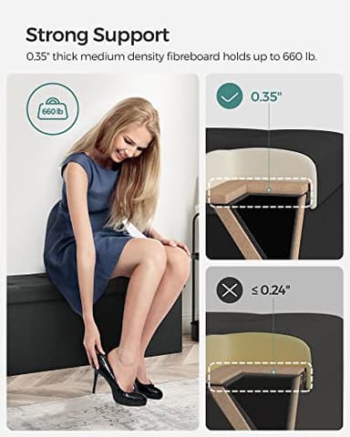 SONGMICS MAZIE Collection - 43 Inches Folding Storage Ottoman Bench, Ottoman Foot Rest, End of Bed Bench, Storage Chest, Load 660 lb, for Living Room, Bedroom, Entryway, Ink Black ULSF077B01 - Image 3