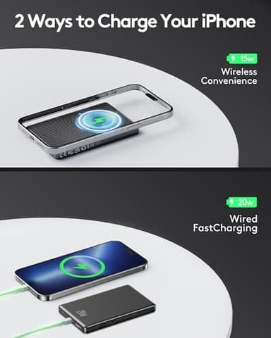 2025 for iPhone Magsafe Battery Pack, Ultra Slim Magnetic Power Bank Fast Charging, Wireless Portable Charger 10000mAh, 20W Powerbank Compatible with iPhone 16/15/14/13/12 Series, Metallic Black - Image 5