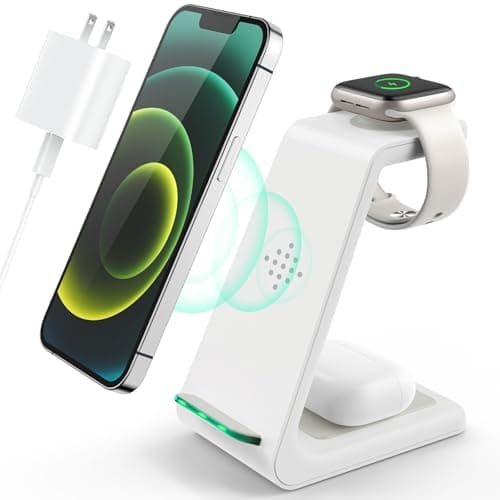 3 in 1 Wireless Charging Station, 2025 Upgraded Fast Desk Charger Station for iPhone 17 16 15 14 13 12 Pro Max Plus, Charger Stand for Apple Watch 11 10 9 8 7 6 5 4 3 2 Ultra SE, Airpods 4 3 2 Pro - Image 1