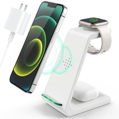 3 in 1 Wireless Charging Station, 2025 Upgraded Fast Desk Charger Station for iPhone 17 16 15 14 13 12 Pro Max Plus, Charger Stand for Apple Watch 11 10 9 8 7 6 5 4 3 2 Ultra SE, Airpods 4 3 2 Pro - Image 1
