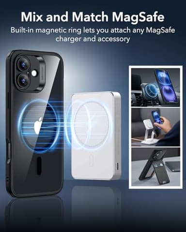 ESR for iPhone 16 Case, Compatible with MagSafe, Shockof Military-Grade tection, Magnetic Phone Case for iPhone 16, Classic Hybrid Case (HaloLock), Black - Image 6