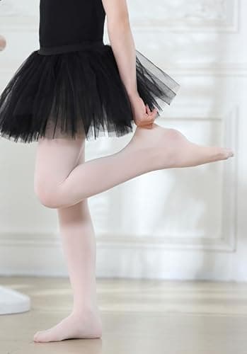 DIPUG Ballet Tights for Girls Dance Tights Toddler Thick Soft Footed Kids Pink Stockings Size 5t 6 7 8, 1 Pack - Image 4