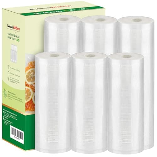 [2025 Upgraded] Bonsenkitchen 3 Rolls 11" x 16' + 3 Rolls 8" x 16' Vacuum Sealer Bags for Food with a Color Box, Easy to Store, Commercial Grade, BPA Free, Great for Food Storage or Sous Vide, VB22 - Image 1
