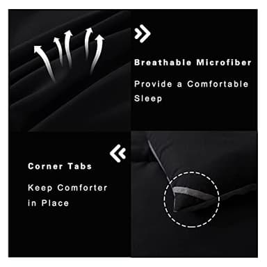 DOWNCOOL 3-Piece Queen Comforter Set - Down Alternative, Black/Grey - Image 5