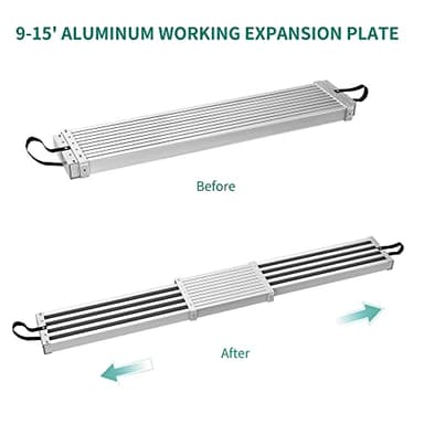 YITAHOME 9-15ft Telescoping Plan,Aluminum Extension Plank 440lbs Capacity, Aluminum Scaffolding Plank with Skid-Proof Platform Scaffold Ladder Accessory - Image 2