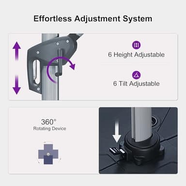 PURPLE LEAF 10ft Cantilever Outdoor Patio Umbrella Large Heavy Duty 360° Rotation Double Top Offset Rectangular Umbrellas for Backyard Deck Pool, Spectrum Sand - Image 8