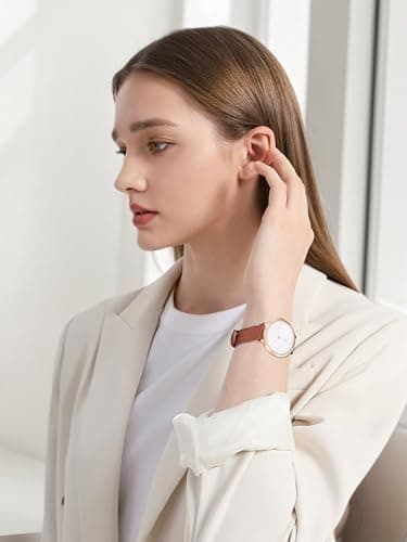 EACHE 12mm Leather Watch Bands for Women Ladies Quick Release Brown Leather Watch Band Replacement Strap with Silver Buckle - Image 6