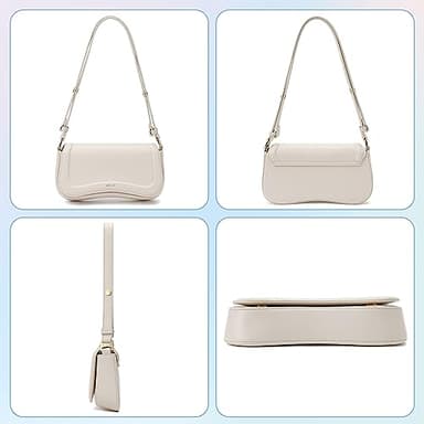 Keyli Shoulder Bag for Women mini Crossbody Purses Retro Classic Handbag Waterproof Vegan Leather Clutch Tote Hobo Purse Designer Bags with Adjustable Strap Beige - Image 5