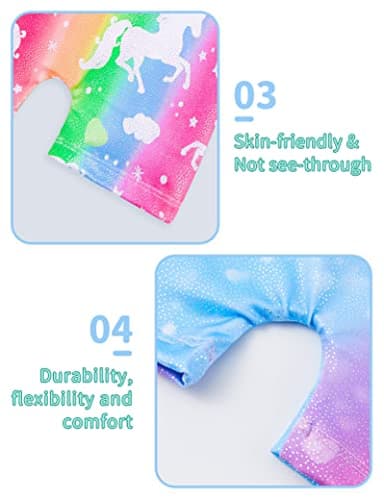 Nymphperi Girls Gymnastics Leottards Size 5-6 Years Old Shiny Unicorn Biketards Sparkle Soft Rainbow Blue Unitards for Children Party - Image 4