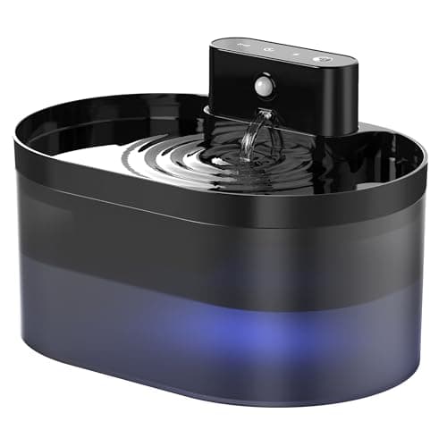 PEKTACO Wireless Cat Water Fountain: Pet Water Fountain Battery Operated, 74oz/2.2L Automatic Cat Water Dispenser，Rechargeable Drinking Fountain for Cats Indoor with Motion Sensor, Black - Image 1