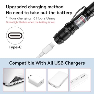 MIPREZT [Professional] Rechargeable Green Laser Pointer High Power Green Beam Light Long Distance Range for TV/LED/LCD Screens Tactical Flashlights Presentation Office/Outdoors/Construction [005] - Image 3