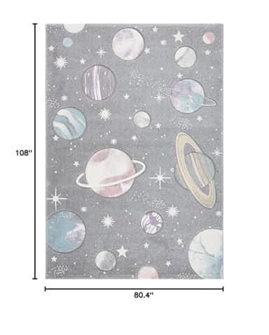 SAFAVIEH Carousel Kids Collection Area Rug - 6'7" x 9', Grey & Lavender, Non-Shedding & Easy Care, Ideal for High Traffic Areas for Boys & Girls in Playroom, Nursery, Bedroom (CRK103F) - Image 2