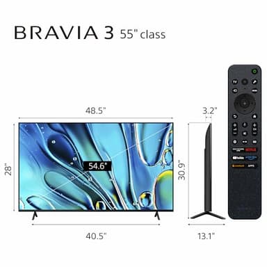 Sony 55-Inch 4K Ultra HD BRAVIA 3 LED Smart TV with Google TV, LED Flat Screen, Dolby Vision HDR, Google TV, Exclusive PS5 Features, (K-55S30) - Image 2